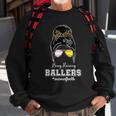 Busy Raising Ballers Mom Of Both Baseball Softball Messy Bun Sticker Features De Sweatshirt Gifts for Old Men