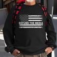 Distressed Defund The Media American Flag Sweatshirt Gifts for Old Men