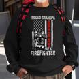 Firefighter Proud Grandpa Of A Firefighter Back The Red American Flag V2 Sweatshirt Gifts for Old Men