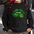 Green Lips Sexy Irish Leopard Shamrock St Patricks Day Graphic Design Printed Casual Daily Basic Sweatshirt Gifts for Old Men