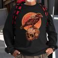 Halloween Cool Raven Crow Skull And Moon Sweatshirt Gifts for Old Men