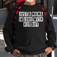 Lovely Funny Cool Sarcastic Just A Mama In Love With Her Boy Sweatshirt Gifts for Old Men