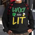 Lucky And Lit St Patricks Day Graphic Design Printed Casual Daily Basic Sweatshirt Gifts for Old Men