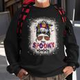 One Spooky Mommy Mama Halloween Mom Life Messy Bun Bleached Sweatshirt Gifts for Old Men