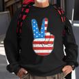 Peace Hand Sign With Usa American Flag For 4Th Of July Funny Gift Sweatshirt Gifts for Old Men