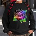 Rainbow Galaxy Floral Rose Sweatshirt Gifts for Old Men