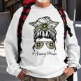 Funny Army Mom Messy Bun Hair Glasses Sweatshirt Gifts for Old Men