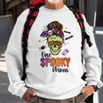 One Spooky Mama Mom Halloween Skull Messy Hair Bun Mother Sweatshirt Gifts for Old Men