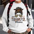 One Thankful Mama Messy Bun Glasses Women Mom Thanksgiving Sweatshirt Gifts for Old Men