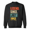 30 Years Old Gifts Legend Since July 1992 30Th Birthday Sweatshirt