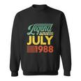34 Years Old Legend Since July 1988 34Th Birthday Sweatshirt