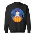 Cute Unicorn Wearing Witch Hat Halloween Pumpkin Girls Kids Sweatshirt