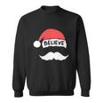 Funny Believe Santa Hat White Mustache Kids Family Christmas Sweatshirt