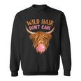 Funny Highland Cow Wild Hair Dont Care Cow Print Sweatshirt