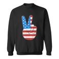 Peace Hand Sign With Usa American Flag For 4Th Of July Funny Gift Sweatshirt