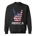 Retro Usa 4Th Of July Vintage American Flag Merica Rock Sign Sweatshirt