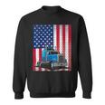 Trucker Trucker Truck Driver American Flag Sweatshirt