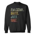 Vintage 1992 30Th Birthday Awesome Since July 1992 Sweatshirt