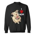 Womens I Love Mom Valentines Day Cute Dog Pitbull Mama V Day Pajama Sweatshirt