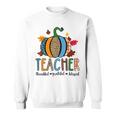 Pumpkin Leopard Teacher Thankful Grateful Blessed V3 Sweatshirt