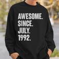 30 Year Old Gift 30Th Birthday Awesome Since July 1992 Sweatshirt Gifts for Him