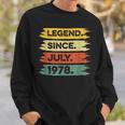 44Th Birthday Retro Vintage Legend Since July 1978 Sweatshirt Gifts for Him