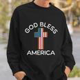 4Th Of July God Bless America Cross Flag Patriotic Religious Gift Sweatshirt Gifts for Him