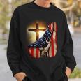 American Christian Cross Patriotic Flag Sweatshirt Gifts for Him