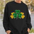 Buffalo Shamrock Plaid Irish Clovers Graphic Design Printed Casual Daily Basic Sweatshirt Gifts for Him