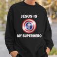 Captain Jesus Is My Superhero Cross Logo Sweatshirt Gifts for Him