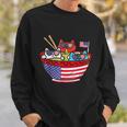 Cats Ramen Anime American Flag Usa Funny 4Th Of July Fourth Sweatshirt Gifts for Him