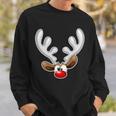 Christmas Red Nose Reindeer Face Graphic Design Printed Casual Daily Basic Sweatshirt Gifts for Him