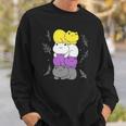 Cottagecore Aesthetic Kawaii Frog Pile Nonbinary Pride Flag Sweatshirt Gifts for Him