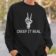 Creep It Real Peace Sign Skeleton Hand Funny Bones Halloween Sweatshirt Gifts for Him