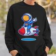 Cute Astronaut On Rocket Cartoon Sweatshirt Gifts for Him