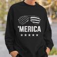 Funny Merica With Sunglasses And Flag For 4Th Of July Sweatshirt Gifts for Him