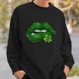 Green Lips Sexy Irish Leopard Shamrock St Patricks Day Graphic Design Printed Casual Daily Basic Sweatshirt Gifts for Him
