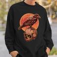 Halloween Cool Raven Crow Skull And Moon Sweatshirt Gifts for Him