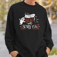 Halloween Say Boo And Scary On Orange And White Men Women Sweatshirt Graphic Print Unisex Gifts for Him
