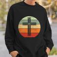 Jesus Retro Cross Christ God Faith Religious Funny Christian Sweatshirt Gifts for Him