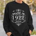 Made In 1922 Aged To Perfection Vintage 100Th Birthday Sweatshirt Gifts for Him
