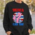 Merica Flock Yeah 4Th July Funny Patriotic Flamingo Sweatshirt Gifts for Him
