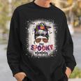 One Spooky Mommy Mama Halloween Mom Life Messy Bun Bleached Sweatshirt Gifts for Him