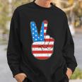 Peace Hand Sign With Usa American Flag For 4Th Of July Funny Gift Sweatshirt Gifts for Him