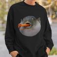 Pufferfish Eating A Carrot Meme Funny Blowfish Dank Memes Gift Sweatshirt Gifts for Him