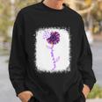 Purple Up Military Child Sunflower Leopard Bleached Sweatshirt Gifts for Him