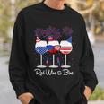 Red Wine & Blue 4Th Of July Wine Red White Blue Wine Glasses V4 Sweatshirt Gifts for Him