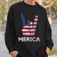 Retro Usa 4Th Of July Vintage American Flag Merica Rock Sign Sweatshirt Gifts for Him