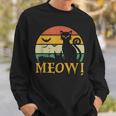 Retro Vintage Scary Black Cat And Bats Horror Halloween Sweatshirt Gifts for Him