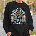 Second Grade Teacher Leopard Boho Rainbow Teachers Day Sweatshirt Gifts for Him